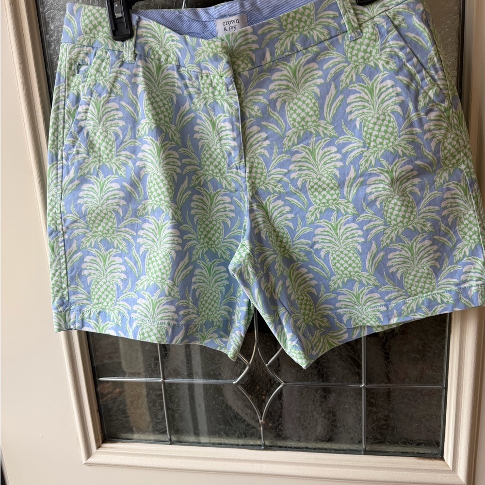 LAST CALL Crown & Ivy Blue and Green Striped Shorts